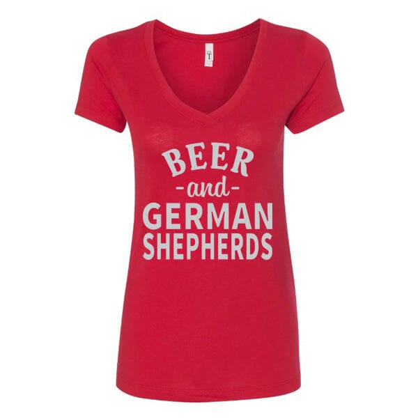 GSS - Beer and German Shepherds T-Shirts German Shepherd Shop Next Level Women's V-Neck Red S