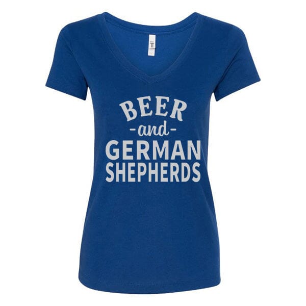 GSS - Beer and German Shepherds T-Shirts German Shepherd Shop Next Level Women's V-Neck Royal Blue S