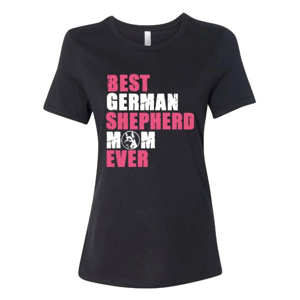 GSS - Best German Shepherd Mom Pink T-Shirts German Shepherd Shop Bella Canvas Women's Crewneck Black S