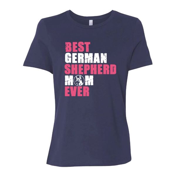 GSS - Best German Shepherd Mom Pink T-Shirts German Shepherd Shop Bella Canvas Women's Crewneck Navy S