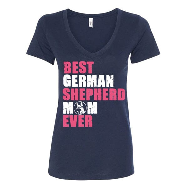 GSS - Best German Shepherd Mom Pink T-Shirts German Shepherd Shop Next Level Woman's V-Neck Navy S