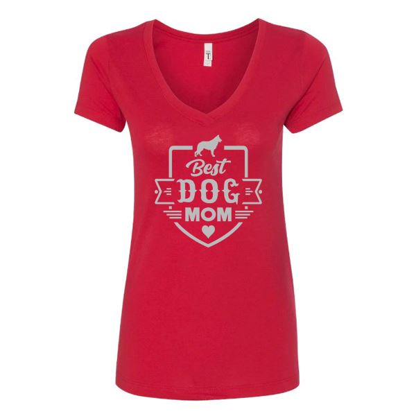 GSS - Best German Shepherd Mom T-Shirts German Shepherd Shop Next Level Women's V-Neck (runs small) Red S