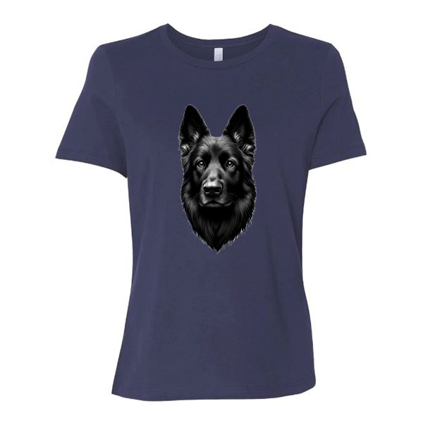 GSS - Black German Shepherd Portrait T-Shirts German Shepherd Shop Bella Canvas Women's Crewneck Navy S