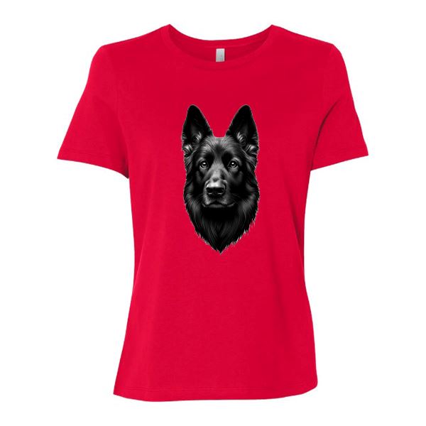 GSS - Black German Shepherd Portrait T-Shirts German Shepherd Shop Bella Canvas Women's Crewneck Red S