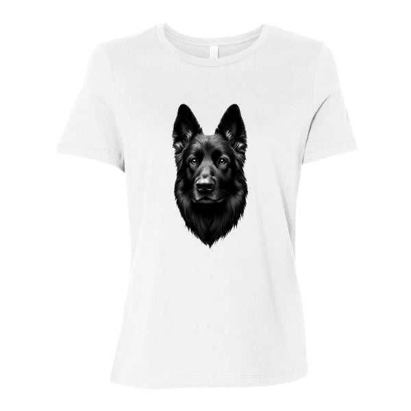 GSS - Black German Shepherd Portrait T-Shirts German Shepherd Shop Bella Canvas Women's Crewneck White S