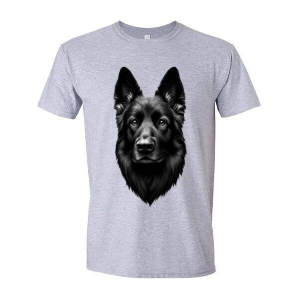 GSS - Black German Shepherd Portrait T-Shirts German Shepherd Shop Gildan Men's Crewneck Heather Gray S