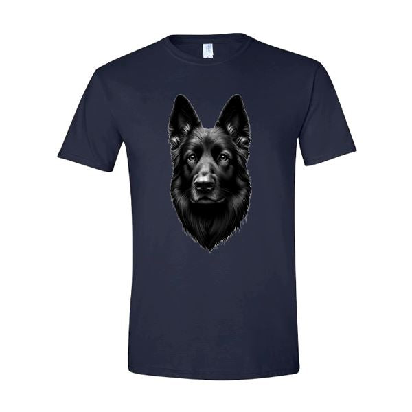 GSS - Black German Shepherd Portrait T-Shirts German Shepherd Shop Gildan Men's Crewneck Navy S