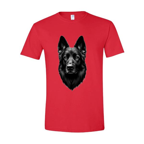 GSS - Black German Shepherd Portrait T-Shirts German Shepherd Shop Gildan Men's Crewneck Red S