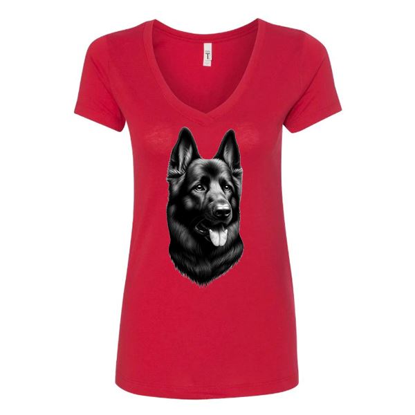 GSS - Black German Shepherd Protector T-Shirts German Shepherd Shop Next Level Women's V-Neck (runs small) Red S