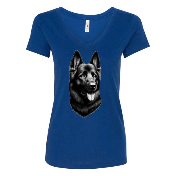 GSS - Black German Shepherd Protector T-Shirts German Shepherd Shop Next Level Women's V-Neck (runs small) Royal Blue S