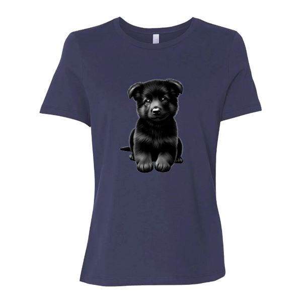 GSS - Black German Shepherd Puppy T-Shirts German Shepherd Shop Bella Canvas Women's Crewneck Navy S