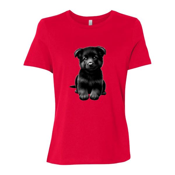 GSS - Black German Shepherd Puppy T-Shirts German Shepherd Shop Bella Canvas Women's Crewneck Red S