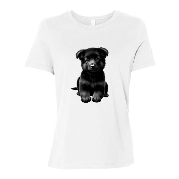 GSS - Black German Shepherd Puppy T-Shirts German Shepherd Shop Bella Canvas Women's Crewneck White S