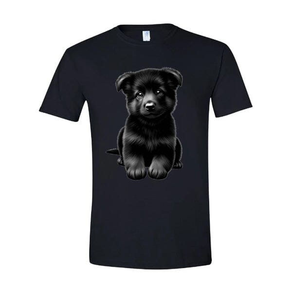 GSS - Black German Shepherd Puppy T-Shirts in Gildan Men's Crewneck, durable for dogs