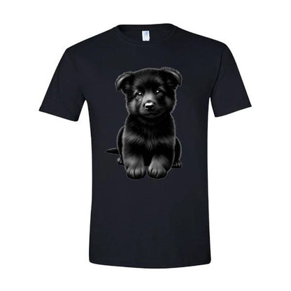 GSS - Black German Shepherd Puppy T-Shirts in Gildan Men's Crewneck, durable for dogs