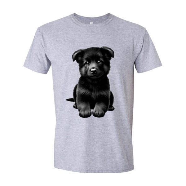 GSS - Black German Shepherd Puppy T-Shirts German Shepherd Shop Gildan Men's Crewneck Heather Gray S