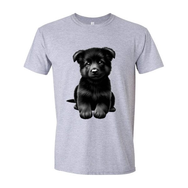 GSS - Black German Shepherd Puppy T-Shirts in Gildan Men's Crewneck, durable for dogs