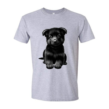 GSS - Black German Shepherd Puppy T-Shirts in Gildan Men's Crewneck, durable for dogs