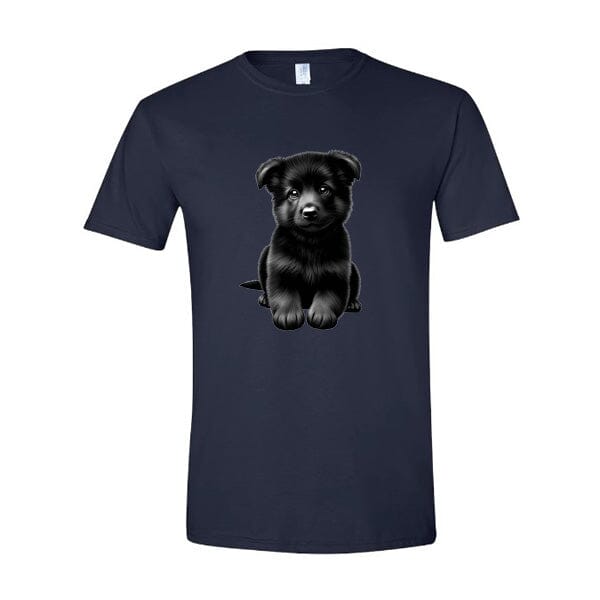 GSS - Black German Shepherd Puppy T-Shirts in Gildan Men's Crewneck, durable for dogs