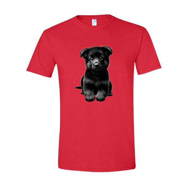 GSS - Black German Shepherd Puppy T-Shirts in Gildan Men's Crewneck, durable for dogs