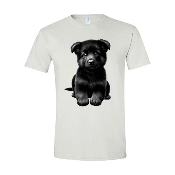 GSS - Black German Shepherd Puppy T-Shirts in Gildan Men's Crewneck, durable for dogs