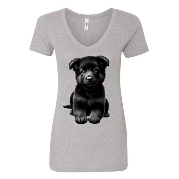 GSS - Black German Shepherd Puppy T-Shirts in Next Level Women's V-Neck (runs small), durable for dogs