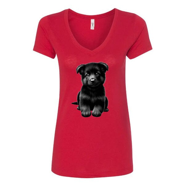 GSS - Black German Shepherd Puppy T-Shirts in Next Level Women's V-Neck (runs small), durable for dogs