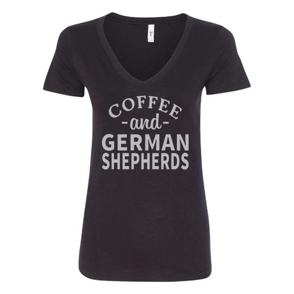 GSS - Coffee and German Shepherds T-Shirts German Shepherd Shop Next Level Women's V-Neck (runs small) Black S