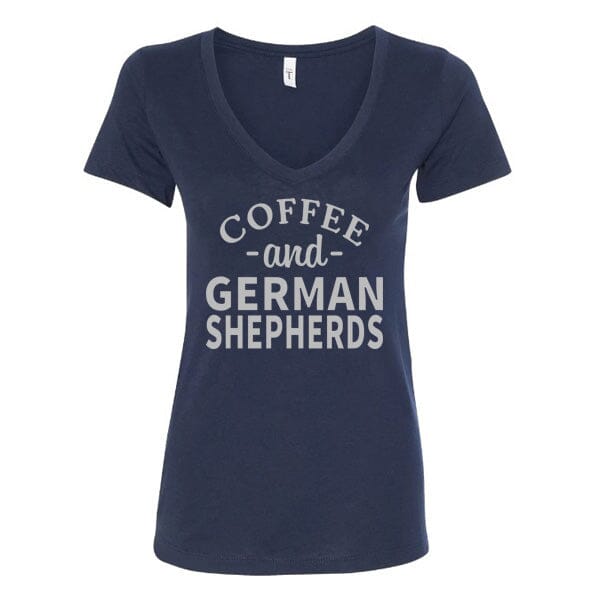 GSS - Coffee and German Shepherds T-Shirts German Shepherd Shop Next Level Women's V-Neck (runs small) Navy S