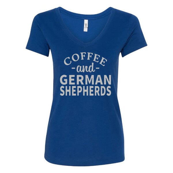 GSS - Coffee and German Shepherds T-Shirts German Shepherd Shop Next Level Women's V-Neck (runs small) Royal Blue S