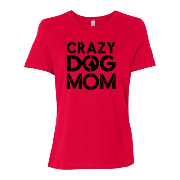 GSS - Crazy Dog Mom T-Shirts German Shepherd Shop Bella Canvas Women's Crewneck Red S