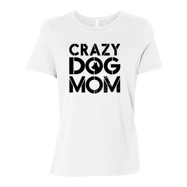 GSS - Crazy Dog Mom T-Shirts German Shepherd Shop Bella Canvas Women's Crewneck White S