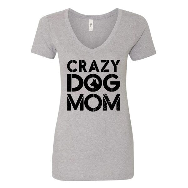 GSS - Crazy Dog Mom T-Shirts German Shepherd Shop Next Level Woman's V-Neck Heather Gray S