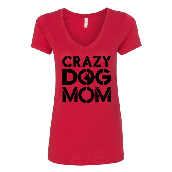 GSS - Crazy Dog Mom T-Shirts German Shepherd Shop Next Level Woman's V-Neck Red S