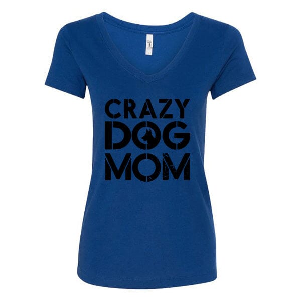 GSS - Crazy Dog Mom T-Shirts German Shepherd Shop Next Level Woman's V-Neck Royal Blue S