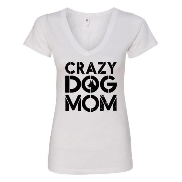 GSS - Crazy Dog Mom T-Shirts German Shepherd Shop Next Level Woman's V-Neck White S