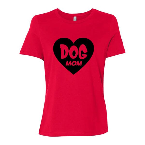 GSS - Dog Mom Heart Black T-Shirts Shirts & Tops German Shepherd Shop Bella Canvas Women's Crewneck Red S