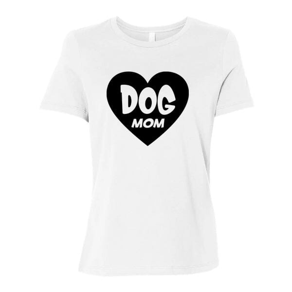 GSS - Dog Mom Heart Black T-Shirts Shirts & Tops German Shepherd Shop Bella Canvas Women's Crewneck White S