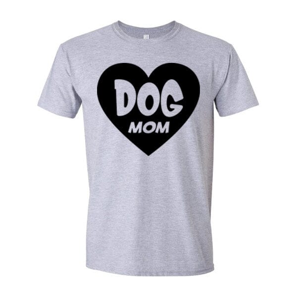 GSS - Dog Mom Heart Black T-Shirts Shirts & Tops German Shepherd Shop Gildan Men's Crewneck Heather Gray S