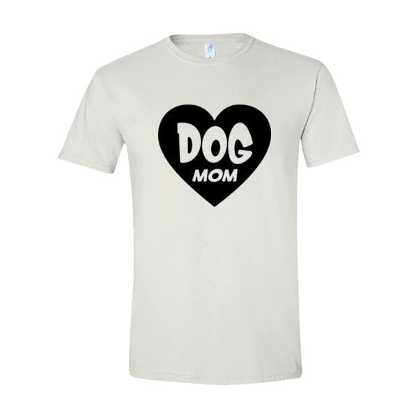 GSS - Dog Mom Heart Black T-Shirts Shirts & Tops German Shepherd Shop Gildan Men's Crewneck White S