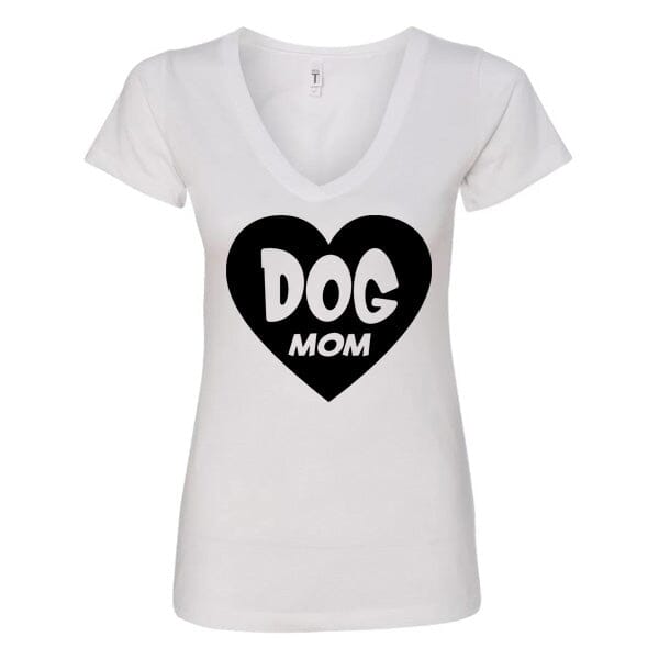 GSS - Dog Mom Heart Black T-Shirts Shirts & Tops German Shepherd Shop Next Level Woman's V-Neck White S