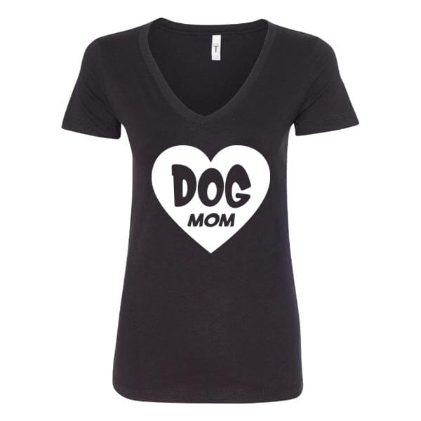 GSS - Dog Mom Heart T-Shirts German Shepherd Shop Next Level Women's V-Neck Black S