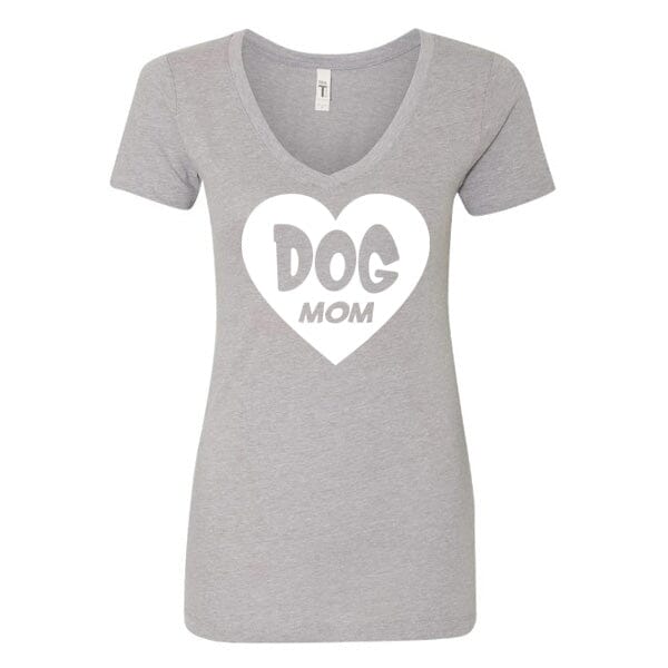 GSS - Dog Mom Heart T-Shirts German Shepherd Shop Next Level Women's V-Neck Heather Gray S