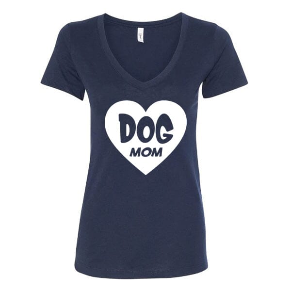 GSS - Dog Mom Heart T-Shirts German Shepherd Shop Next Level Women's V-Neck Navy S