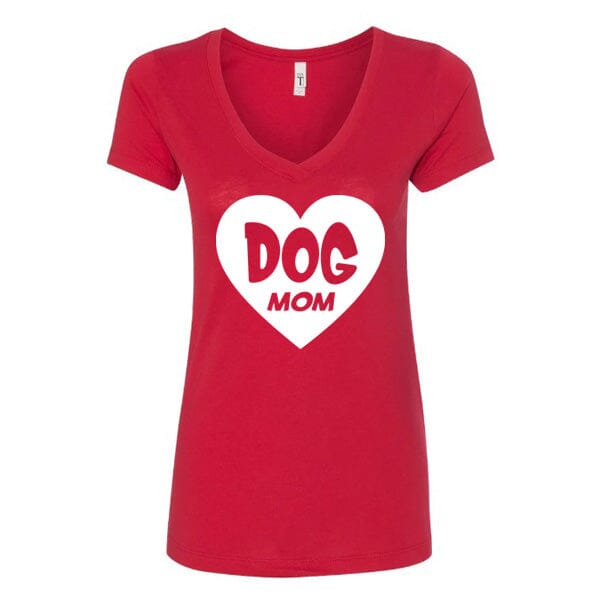 GSS - Dog Mom Heart T-Shirts German Shepherd Shop Next Level Women's V-Neck Red S