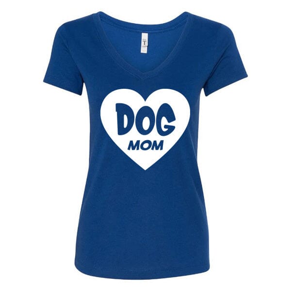 GSS - Dog Mom Heart T-Shirts German Shepherd Shop Next Level Women's V-Neck Royal Blue S