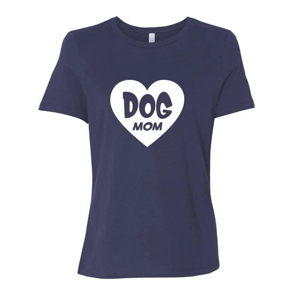 GSS - Dog Mom White Heart T-Shirts German Shepherd Shop Bella Canvas Women's Crewneck Navy S