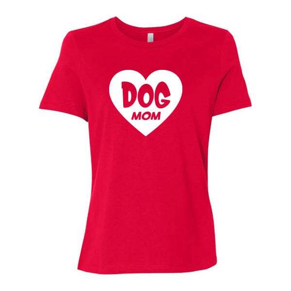 GSS - Dog Mom White Heart T-Shirts German Shepherd Shop Bella Canvas Women's Crewneck Red S