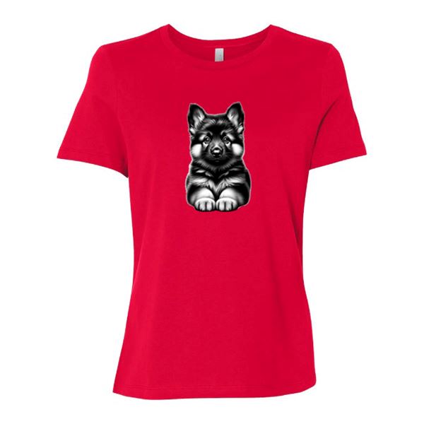 GSS - Fluffy German Shepherd Puppy T-Shirts German Shepherd Shop Bella Canvas Women's Crewneck Red S