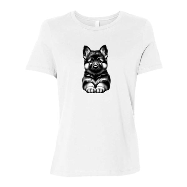 GSS - Fluffy German Shepherd Puppy T-Shirts German Shepherd Shop Bella Canvas Women's Crewneck White S